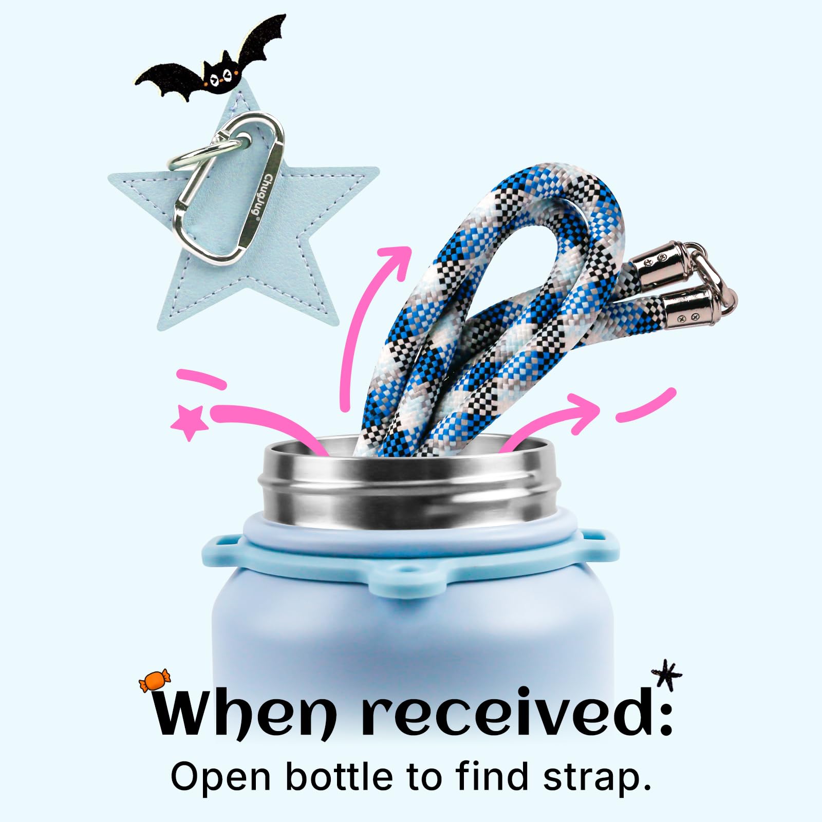 ChugJug vibrant color options with a detachable star charm
