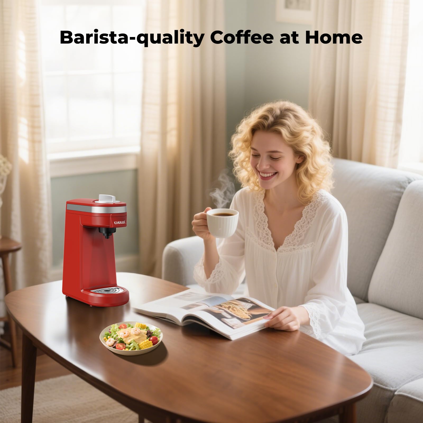 CHULUX adjustable drip tray fits mugs up to 5.7 inches.