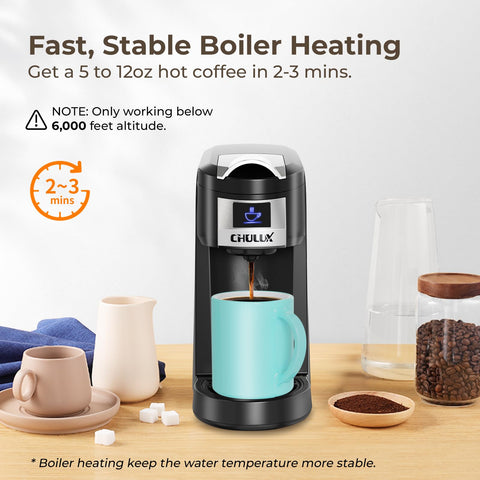 CHULUX Classic in-brew action showing quick one-button operation for fast coffee.