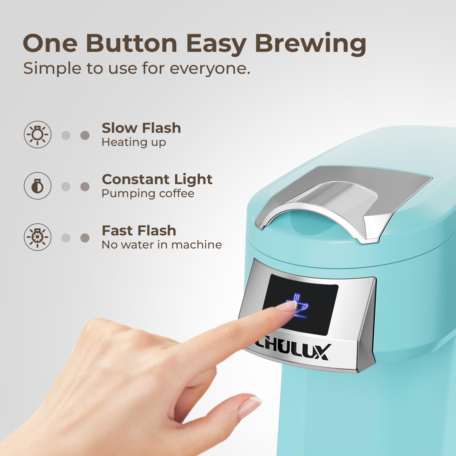 CHULUX Classic coffee maker with drip tray visible for stable mugs
