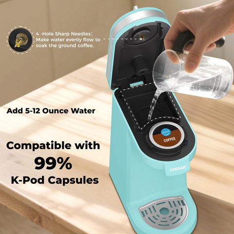 CHULUX Mini Coffee Maker compact design fits on a small kitchen counter