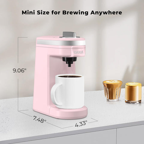 CHULUX compact brewer fits mugs up to 5.7 inches with adjustable tray.