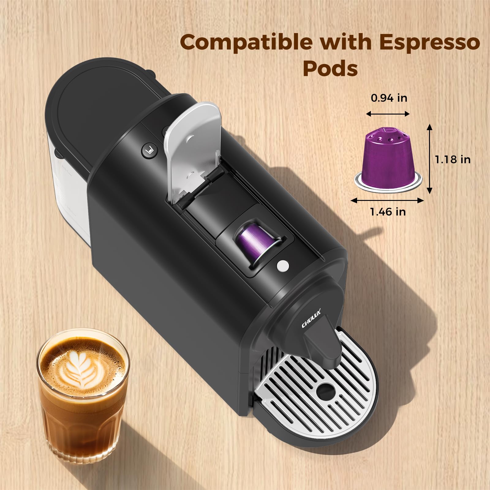 CHULUX mini espresso on a kitchen counter for quick daily coffee use.