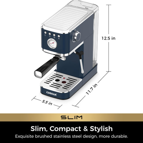 CHULUX Slim Espresso Machine in use with cup for quick drinks.