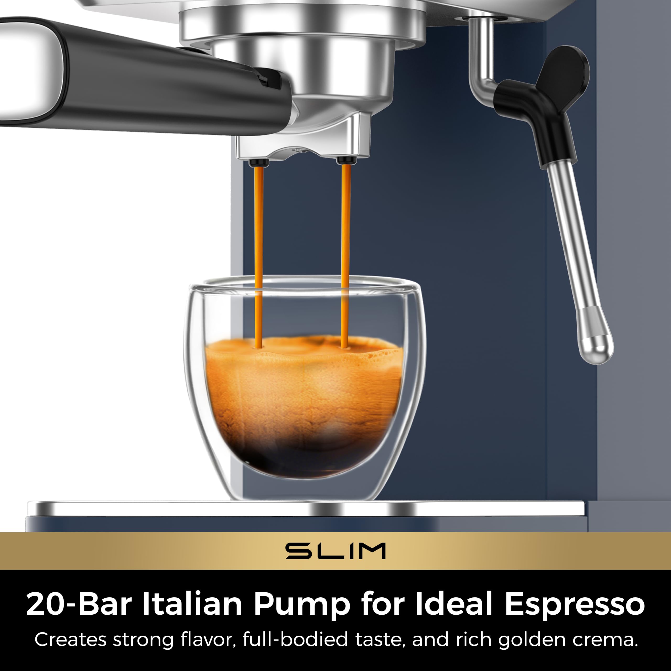 CHULUX Slim Espresso Machine side view highlights slim profile ideal for countertops.
