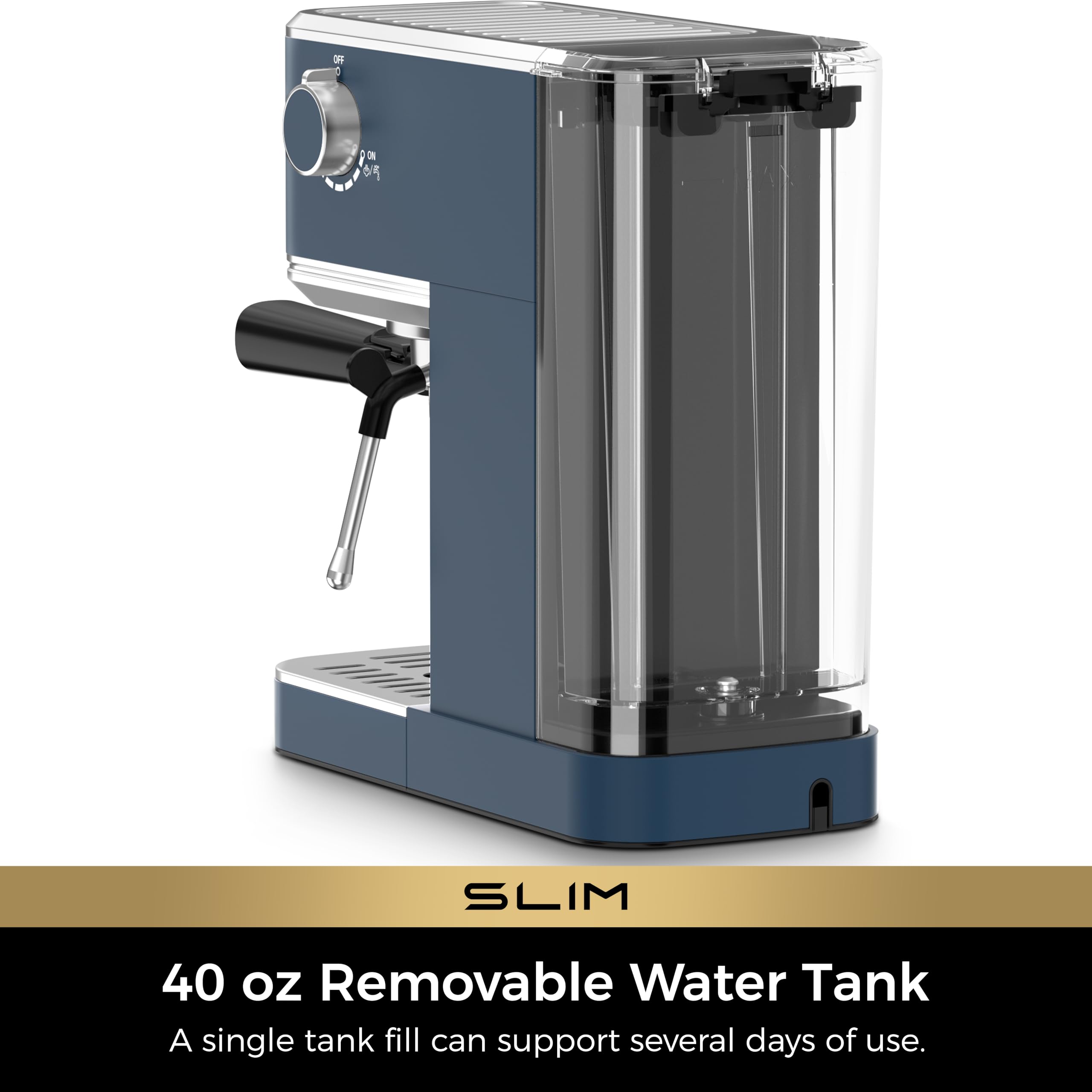 CHULUX Slim Espresso Machine water tank visible for easy refills.