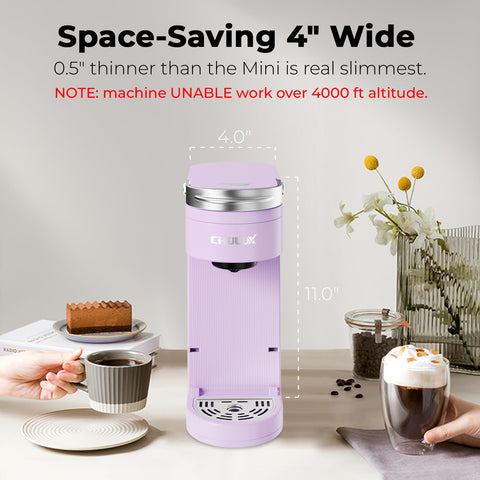 CHULUX lavender travel mug fit image, demonstrates brewing directly into up to 7.3-inch mugs.