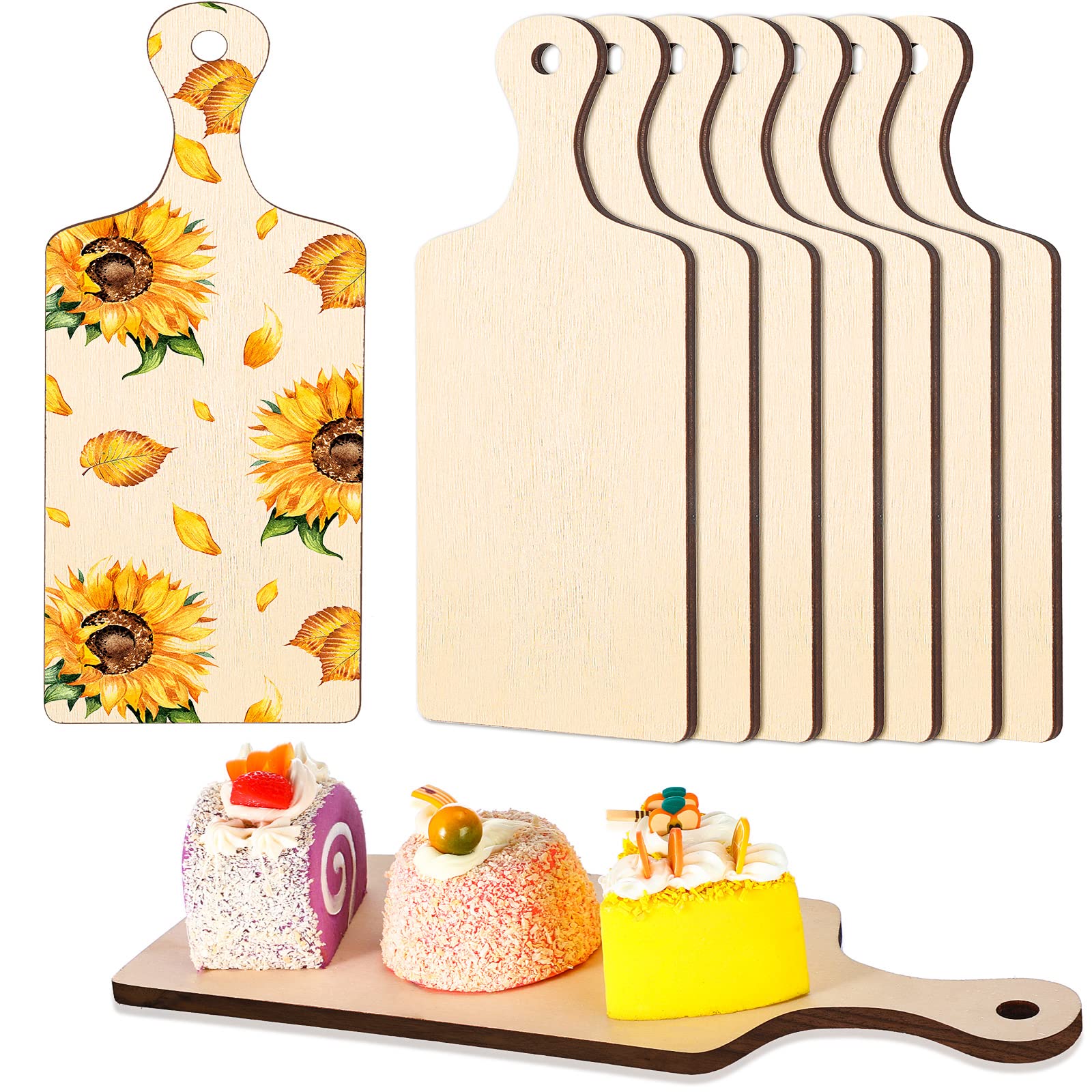 Chunful eight-piece mini wooden cutting boards with handles for stylish serving