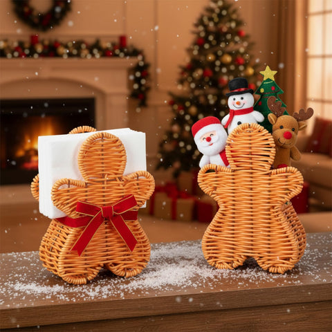 Chunful gingerbread napkin holder set elevates festive dining ambiance.