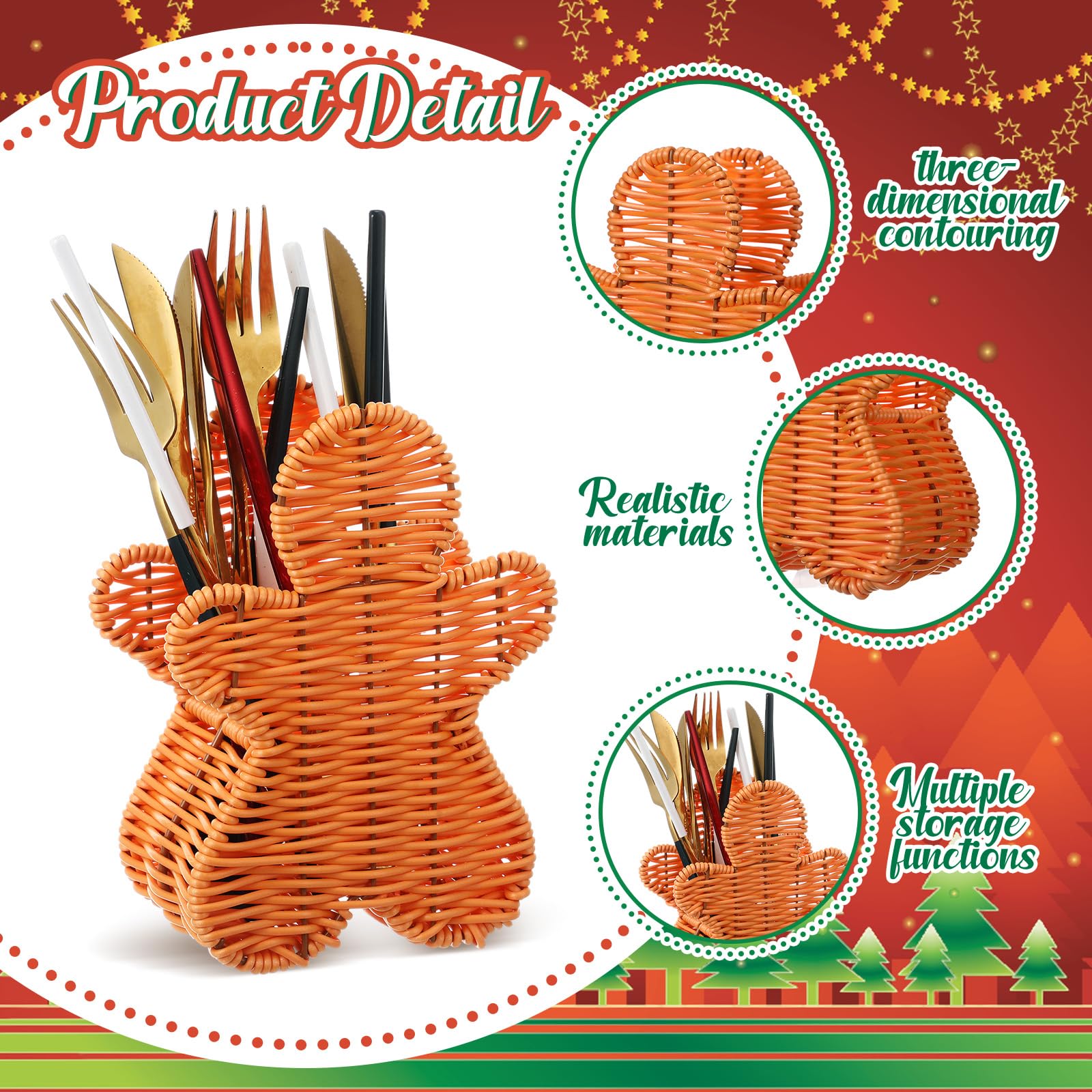 Chunful rattan gingerbread ornament brings natural texture to Christmas decor.