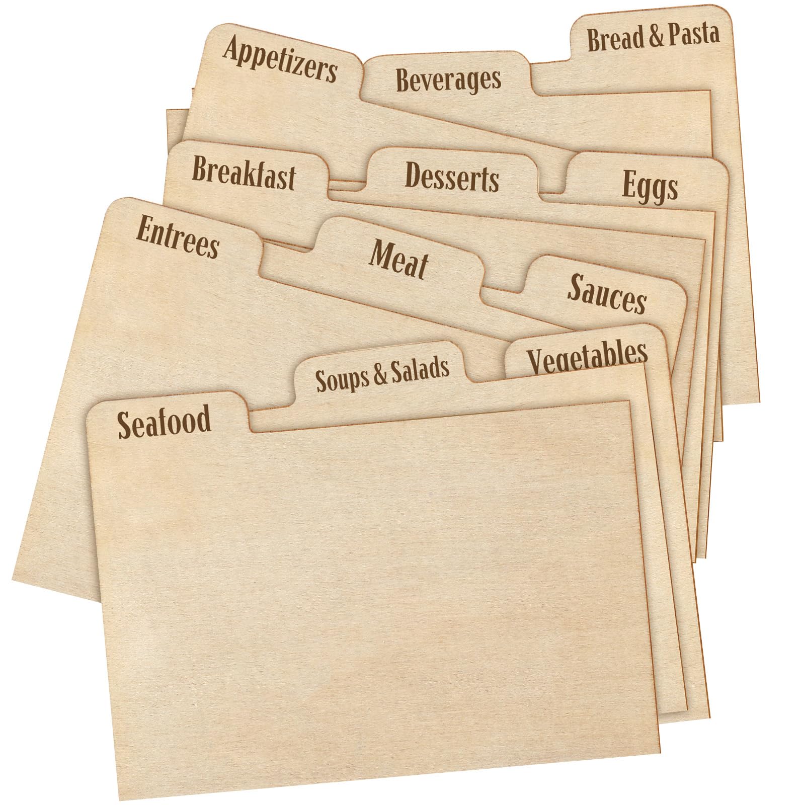 Chunful real wood recipe dividers show labeled organization for easy cooking reference.