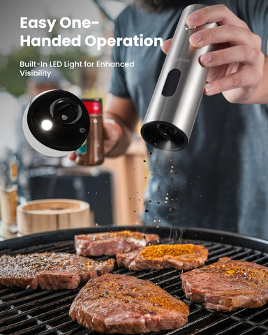 Chunyee grinder with LED light for precise seasoning at night.