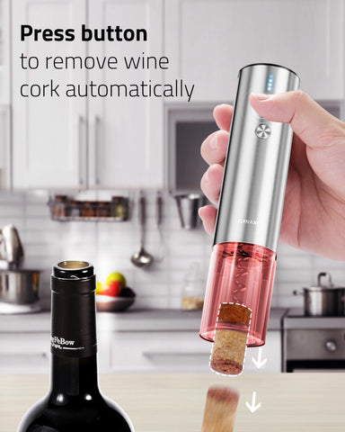 Chunyee electric wine opener set with stainless steel housing for durable elegance.