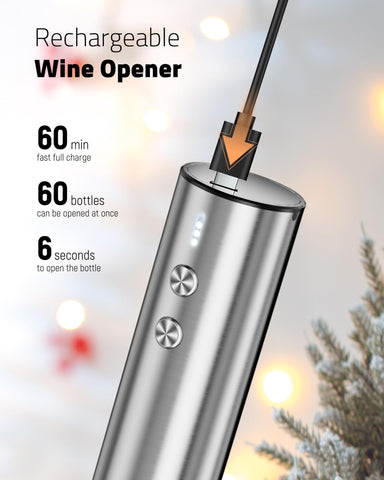 Chunyee electric wine opener set with wine aerator to enhance aroma during pours.