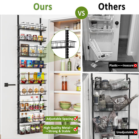Churboro adjustable shelves ready to fit cans and bottles of various sizes.