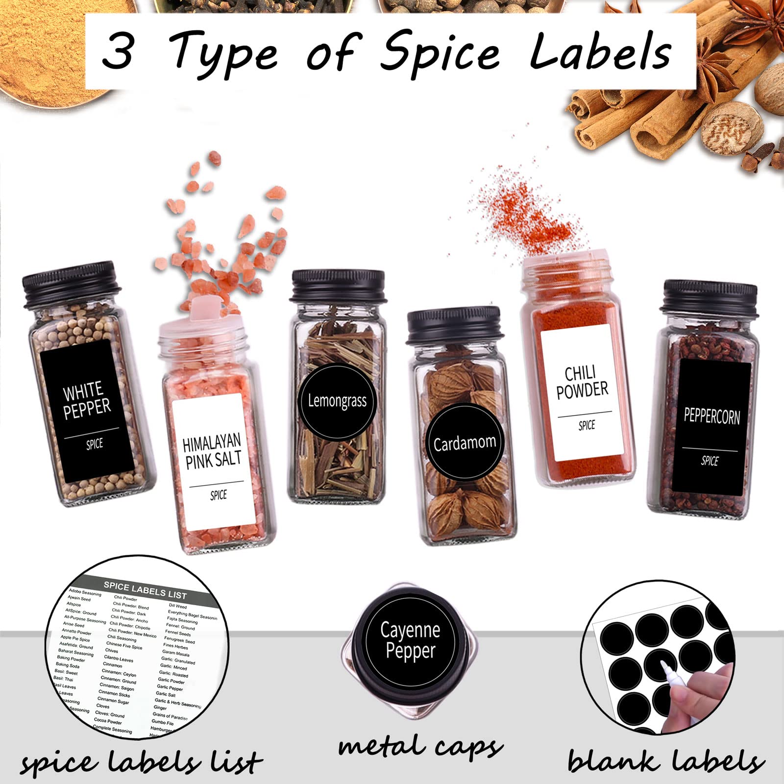 Churboro spice lids with two designs for powders and grains.