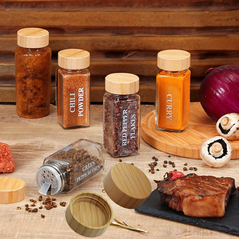 chyxqh bamboo spice lid kitchen-use shot emphasizes natural aesthetics for stylish pantries.