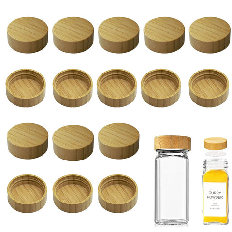 chyxqh bamboo spice lid square 4oz closeup shows natural material for airtight storage.