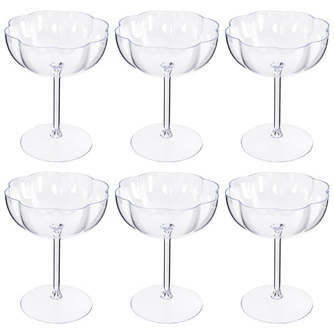 Ciaell 12pcs plastic martini glasses with petal rim, ideal for elegant parties.