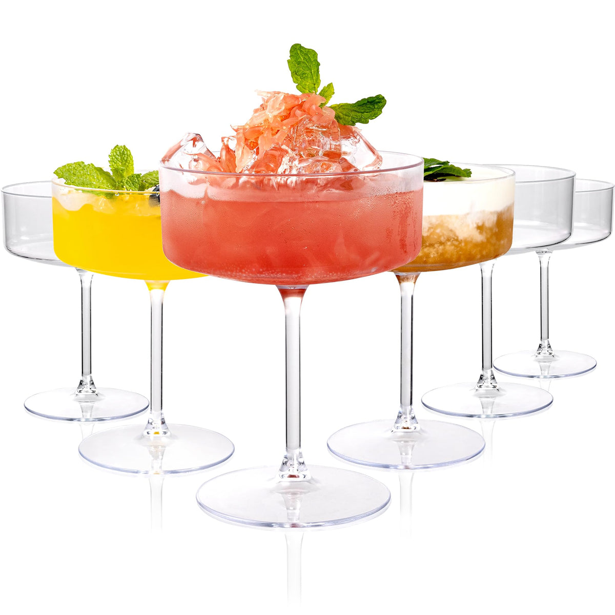 Ciaell 12-piece plastic martini glasses with 10 oz capacity for events