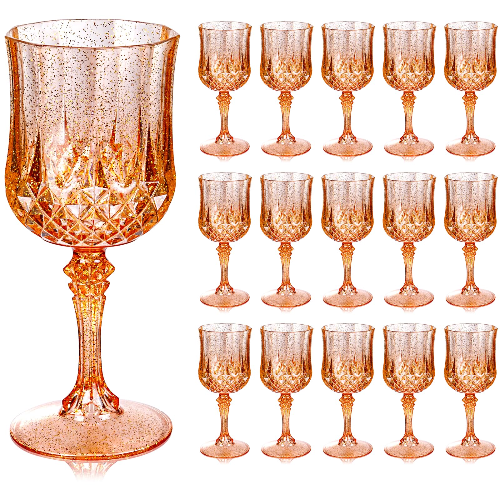 Ciaell amber plastic wine glass 7oz closeup showing a vintage crystal like sparkle