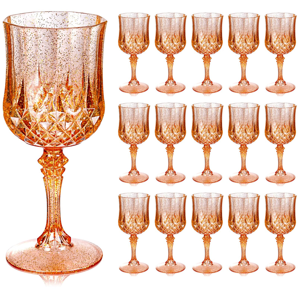 Ciaell amber plastic wine glass 7oz closeup showing a vintage crystal like sparkle