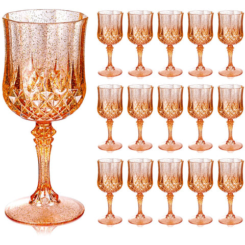 Ciaell amber plastic wine glass 7oz closeup showing a vintage crystal like sparkle