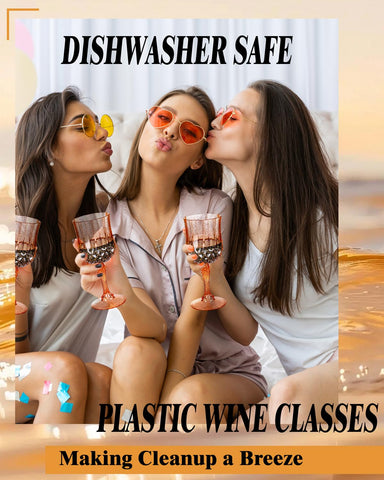 Ciaell 24 pack amber plastic wine glasses for easy party setup