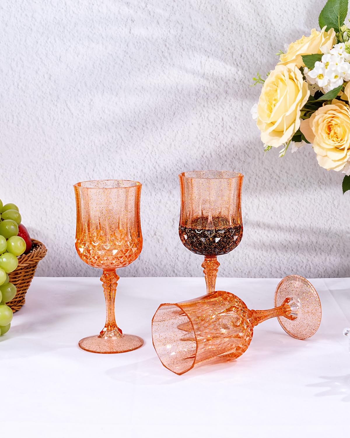 Ciaell amber plastic wine glasses in dining setup showcase versatile serving