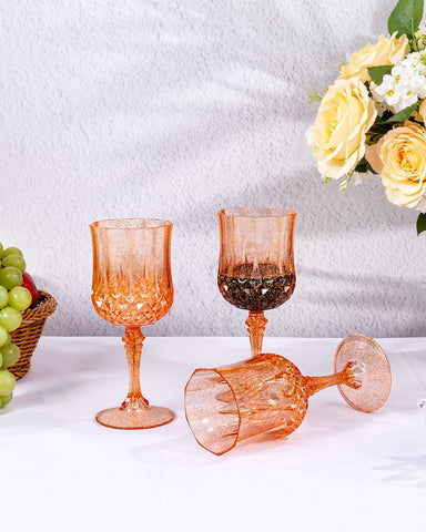 Ciaell amber plastic wine glasses in dining setup showcase versatile serving