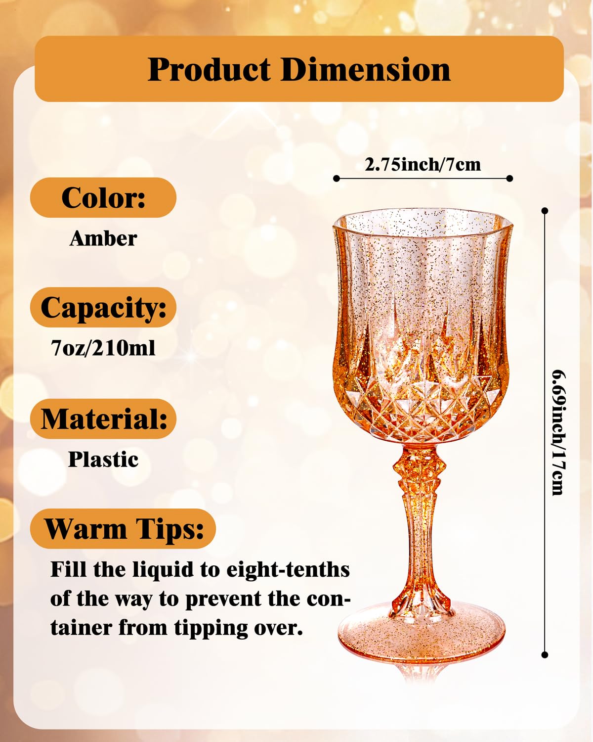 Ciaell BPA free amber plastic wine glass for safe use