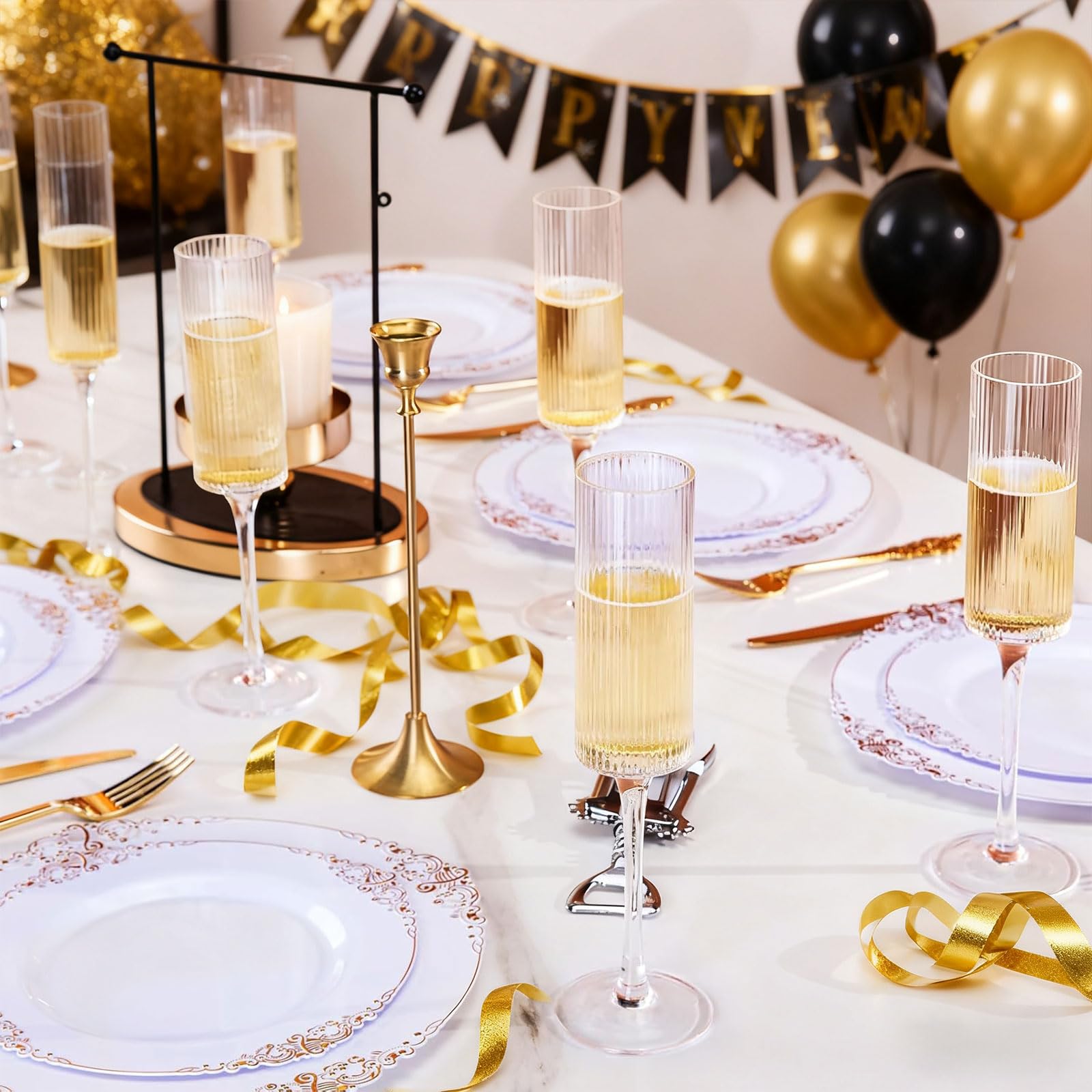 Ciaell champagne flutes with ultra-long stems add elegance to any toast