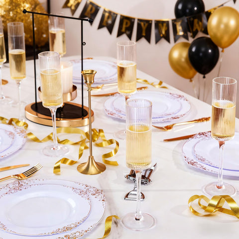 Ciaell champagne flutes with ultra-long stems add elegance to any toast