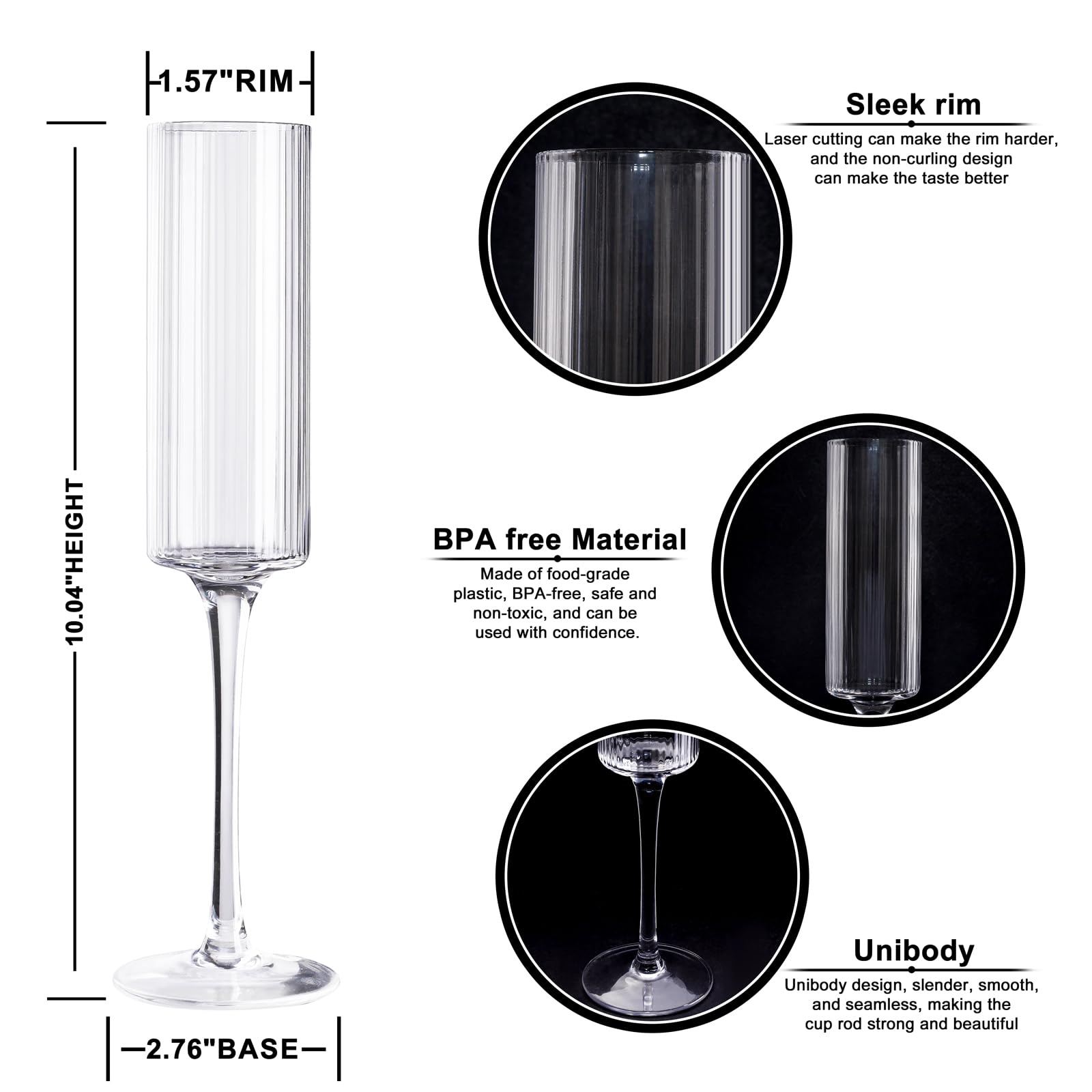 Ciaell champagne flutes set of 4 for party-ready table setting