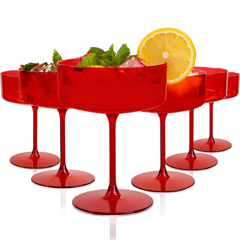 Ciaell crystal-red coupe design with stem showcases vibrant cocktails for elegant service.