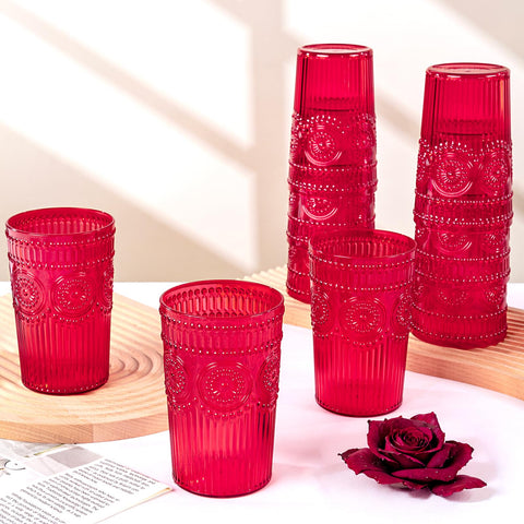 Ciaell durable safe red plastic glasses withstand daily use.