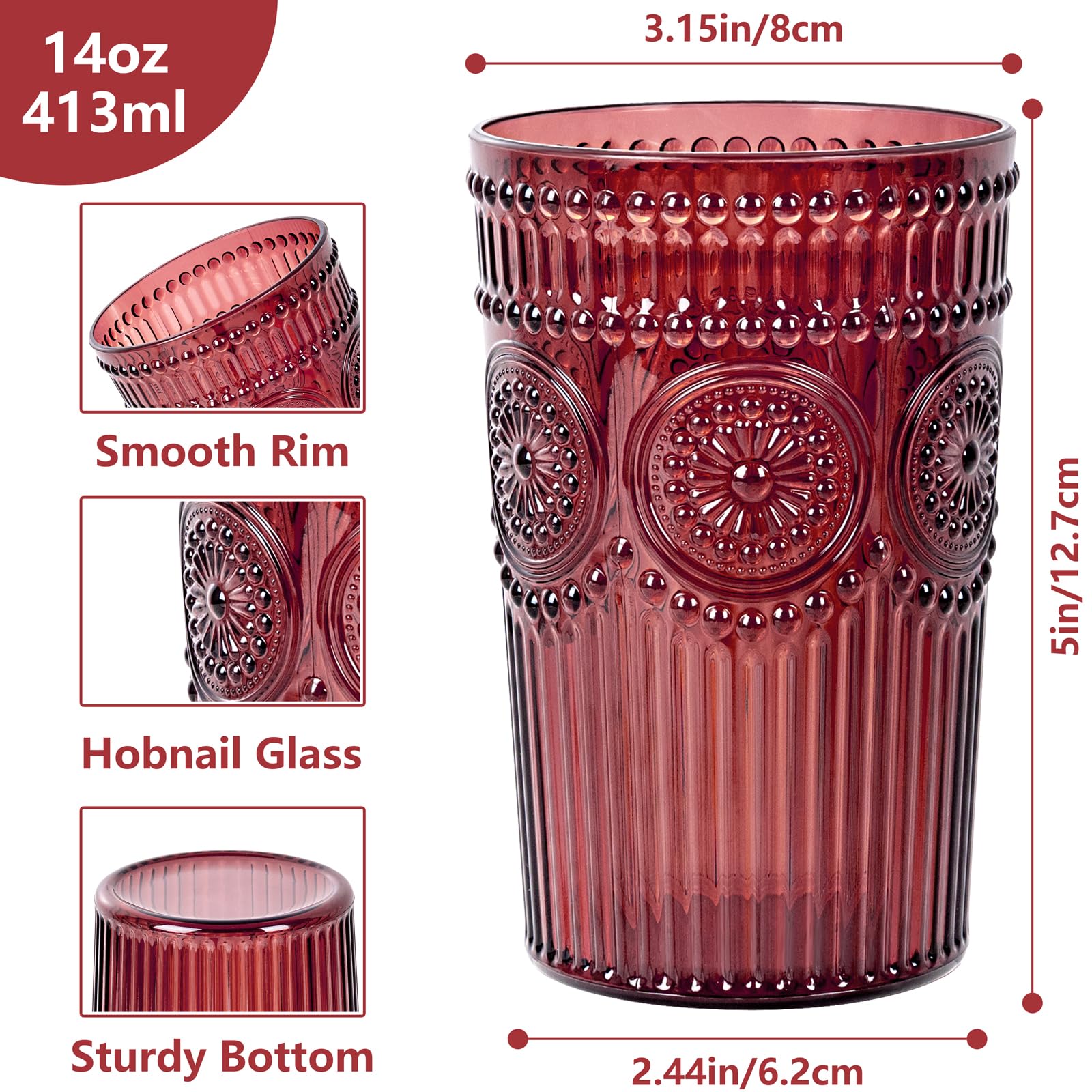 Ciaell embossed ribbed plastic cups 14oz, durable daily use.