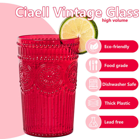 Ciaell embossed vintage cups in red for gatherings and celebrations.