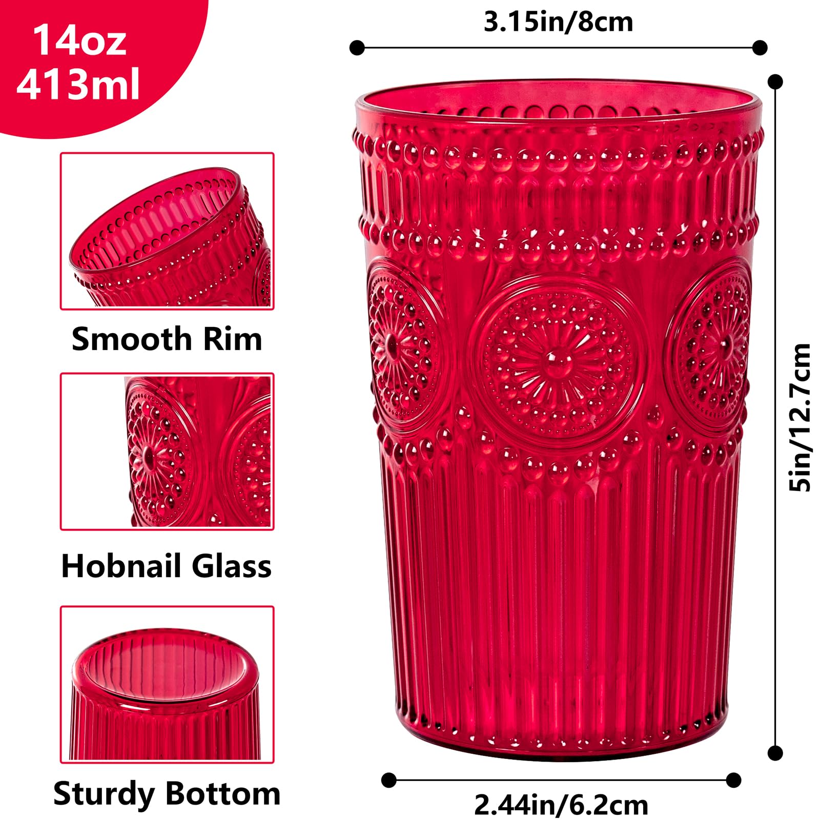 Ciaell ribbed texture glasses for juice and mixed drinks at home.