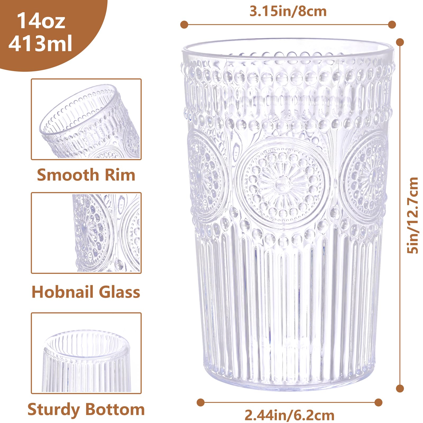 Ciaell 14oz clear plastic drinking glass ideal for juice and cocktails.