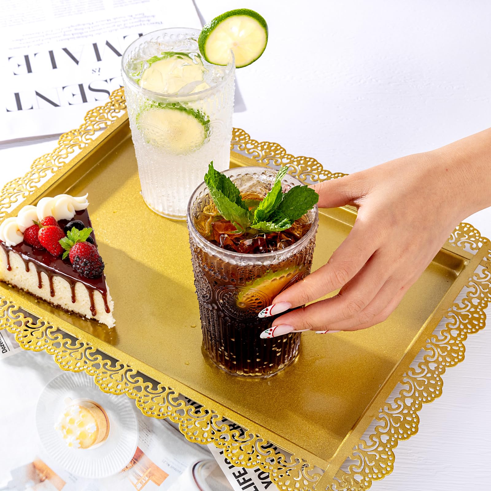 Vintage-inspired texture adds decorative charm to any table setting.