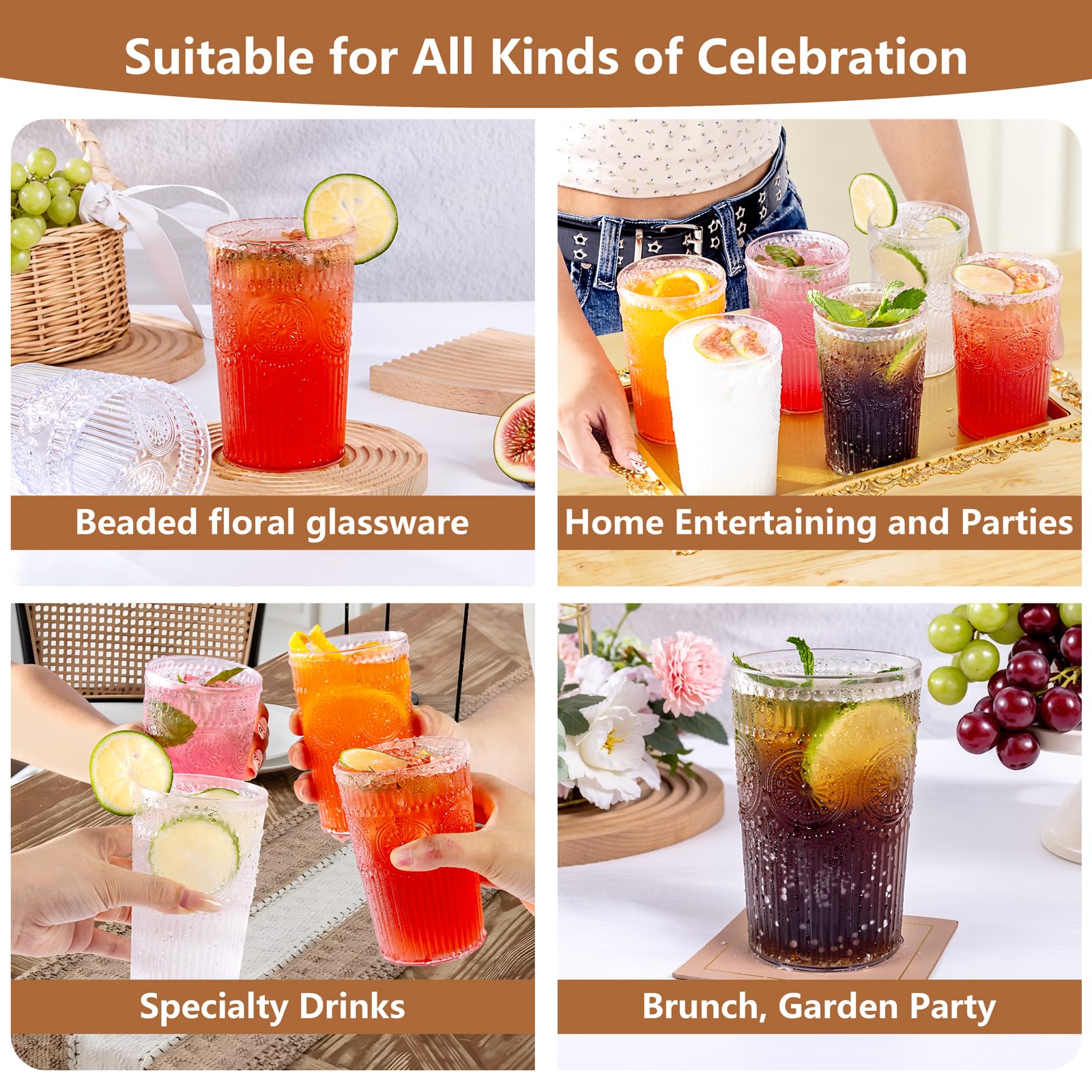 Versatile glassware that complements coffee, tea, juice, and cocktails.