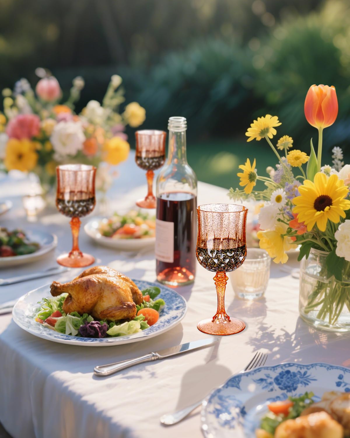 Ciaell stacked amber plastic wine glasses save space and store easily