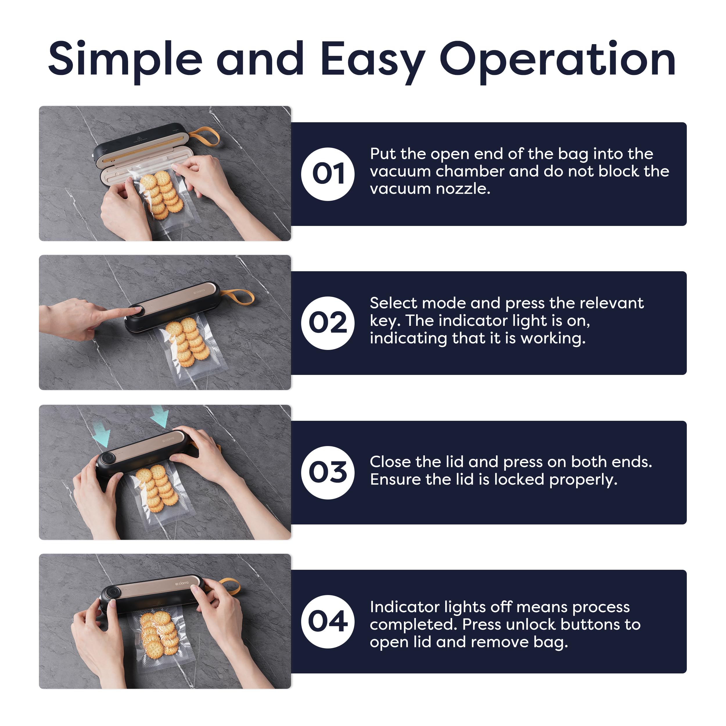 CIARRA handheld vacuum sealer external hose for versatile sealing tasks