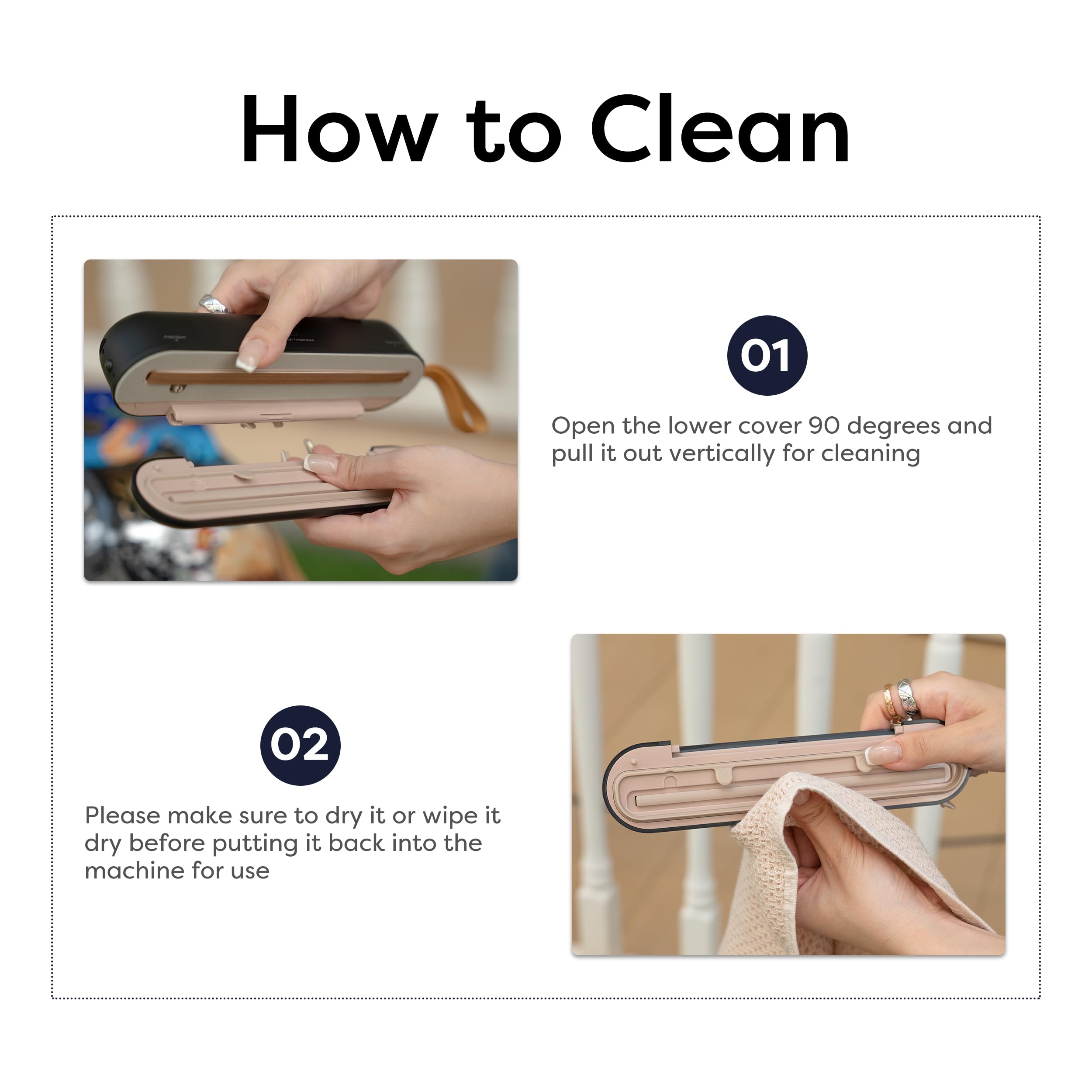 CIARRA handheld vacuum sealer removable lower cover for easy cleaning