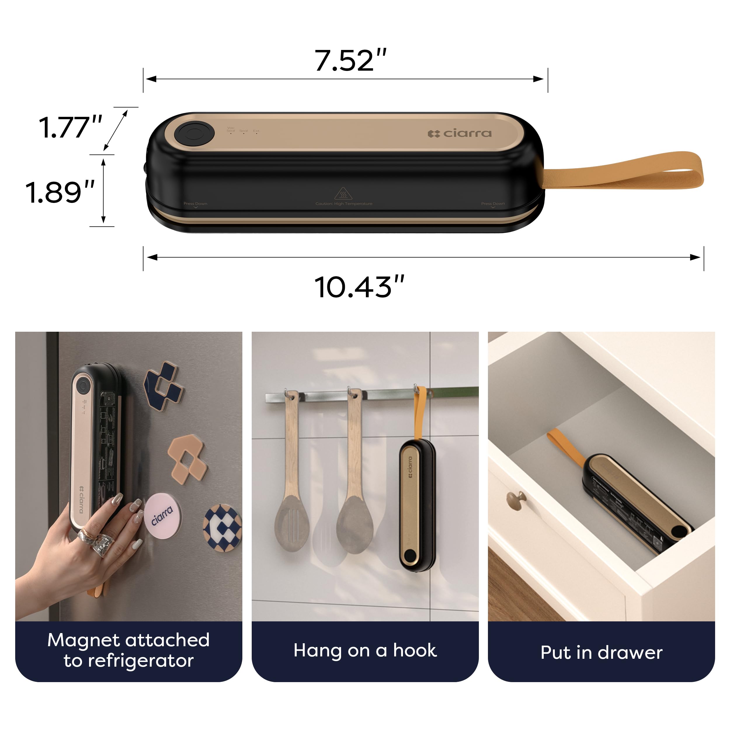 CIARRA handheld vacuum sealer three modes adapt to dry and moist foods