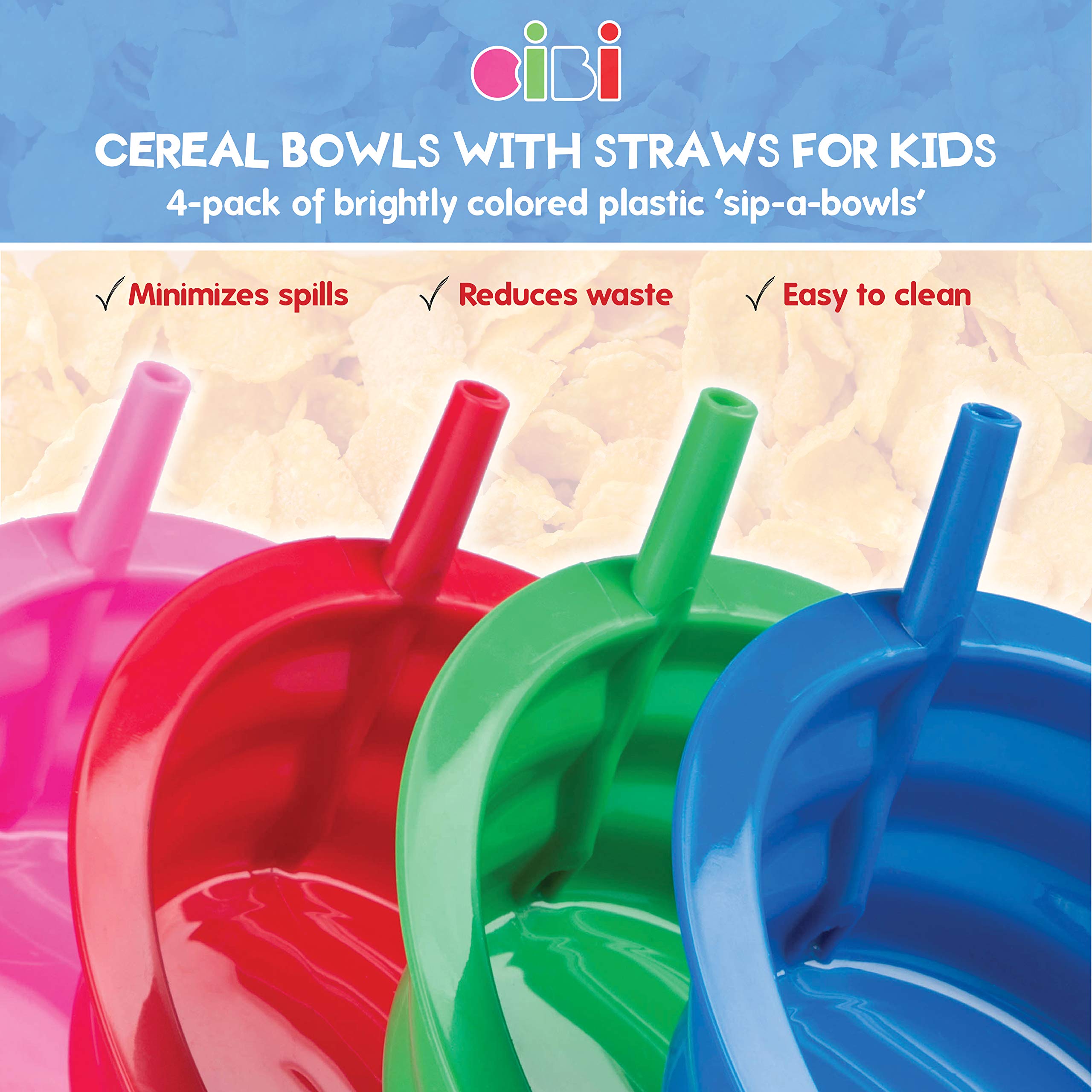 Cibi blue straw cereal bowl for kids, colorful breakfast companion