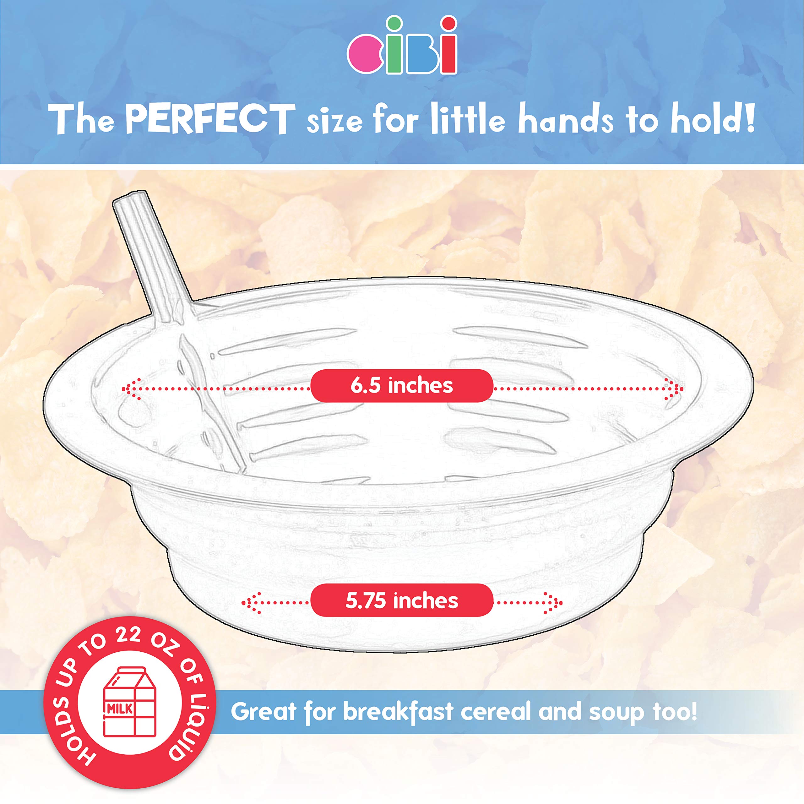 Cibi green straw cereal bowl, durable BPA-free plastic for daily use