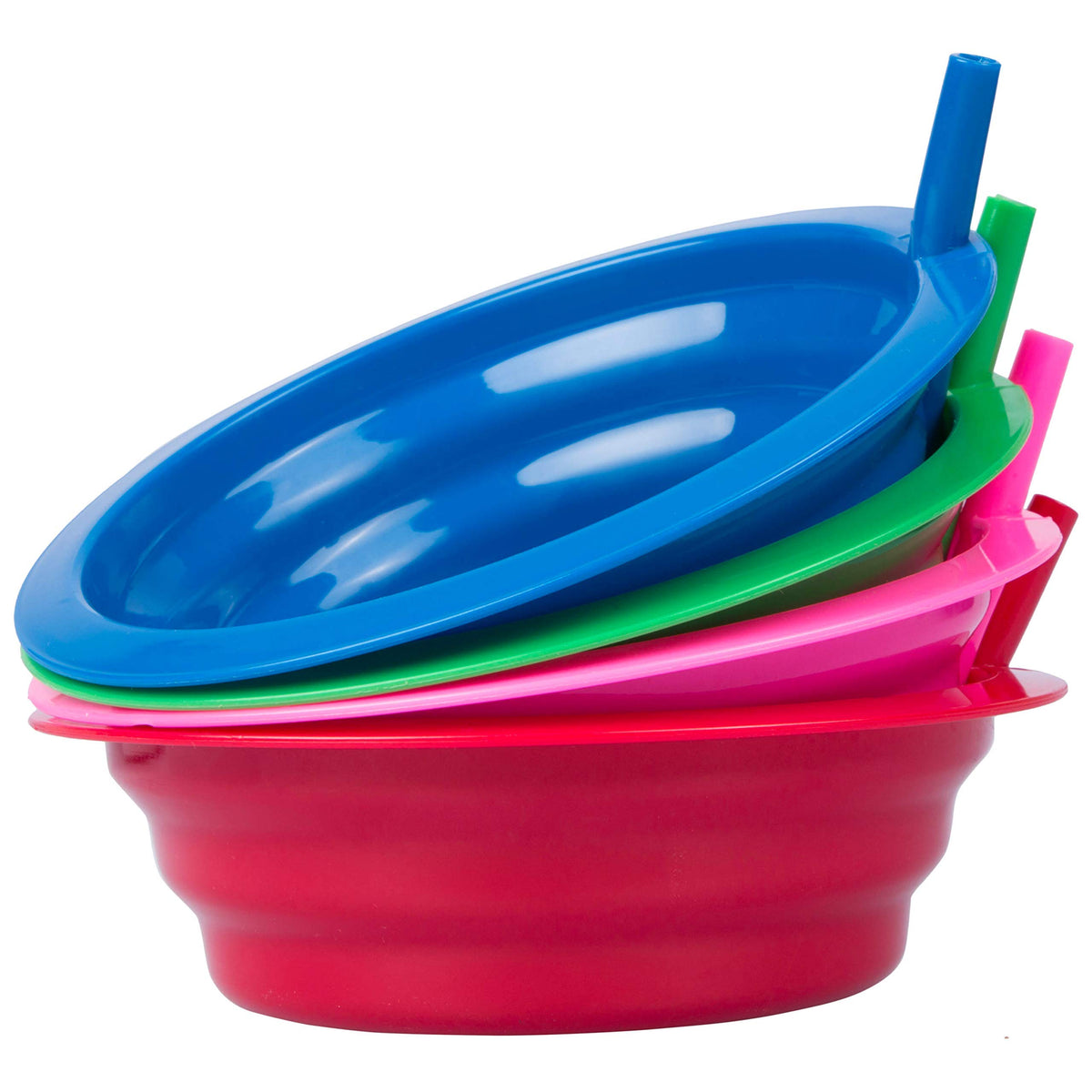 Cibi cereal bowls with red built-in straw for kids, spill-reducing design