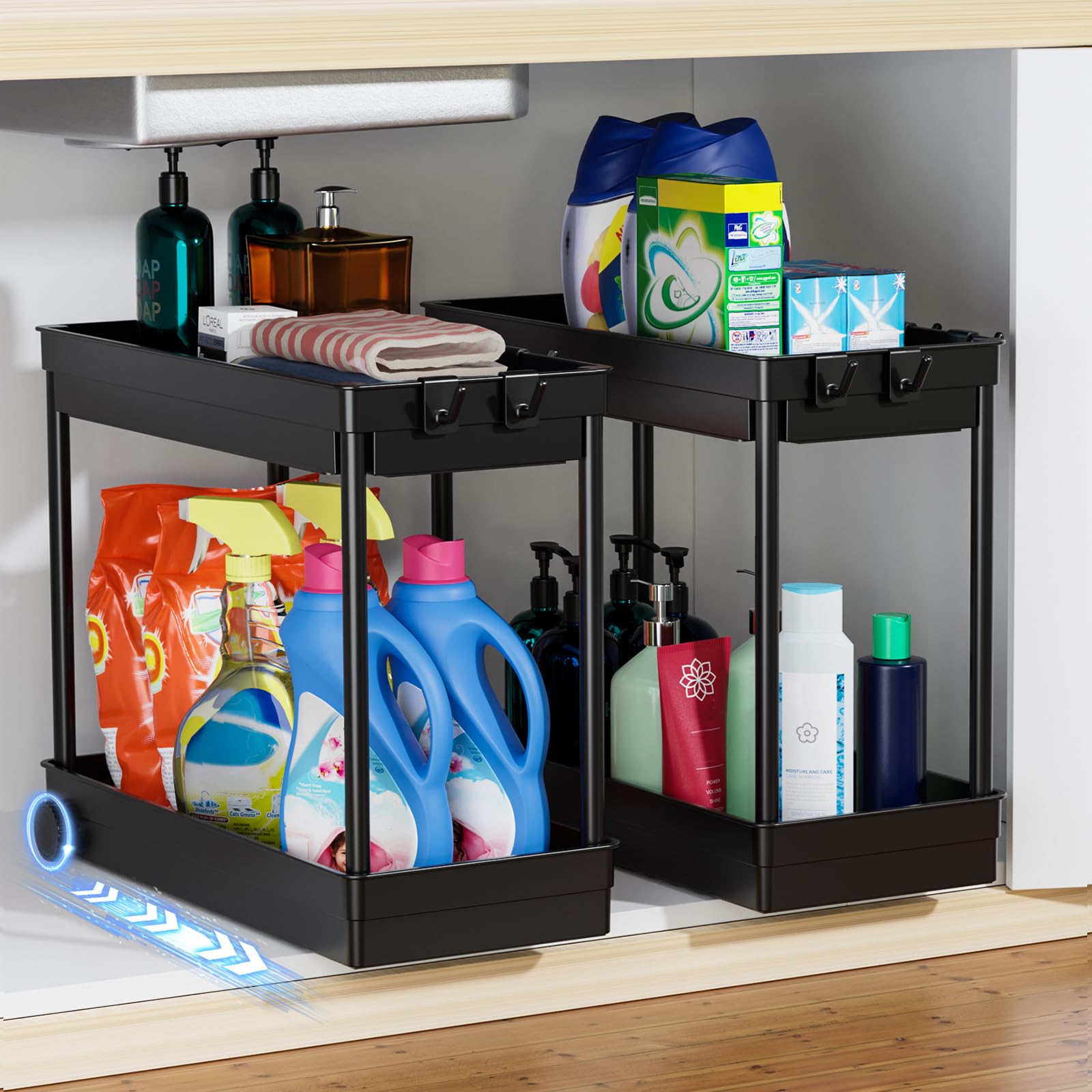 Cicilyna 2-pack under-sink rack maximizes vertical space in kitchens and baths